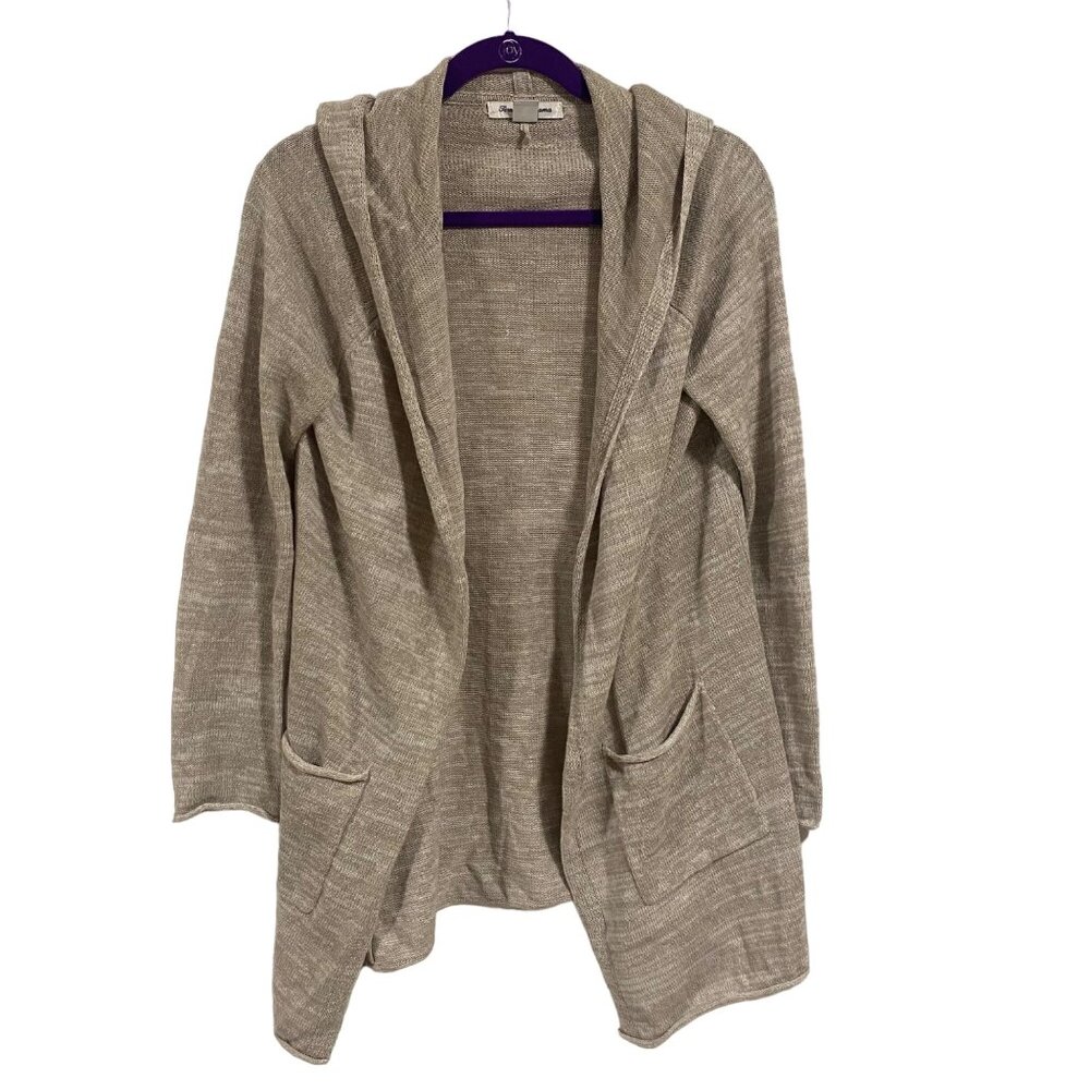 Tommy Bahama Taupe Linen Cotton Blend Open Hooded Cardigan Size XS